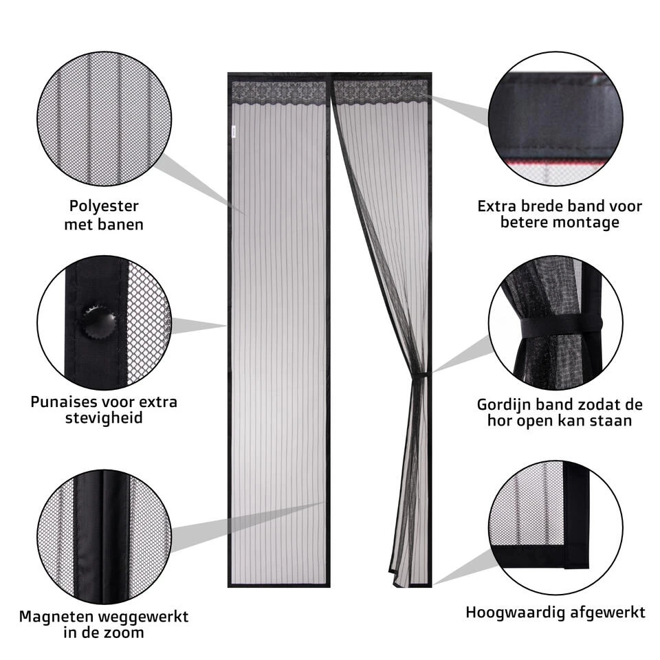 O’DADDY® Deurgordijn – Magnetisch Vliegengordijn - 92x230cm – Zwart - Afbeelding 2