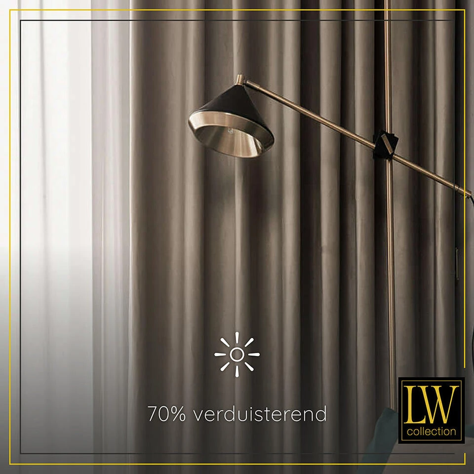 LW Collection Gordijnen Bruin 270X290CM Velvet Kant En Klaar 1 Stuk - Afbeelding 4