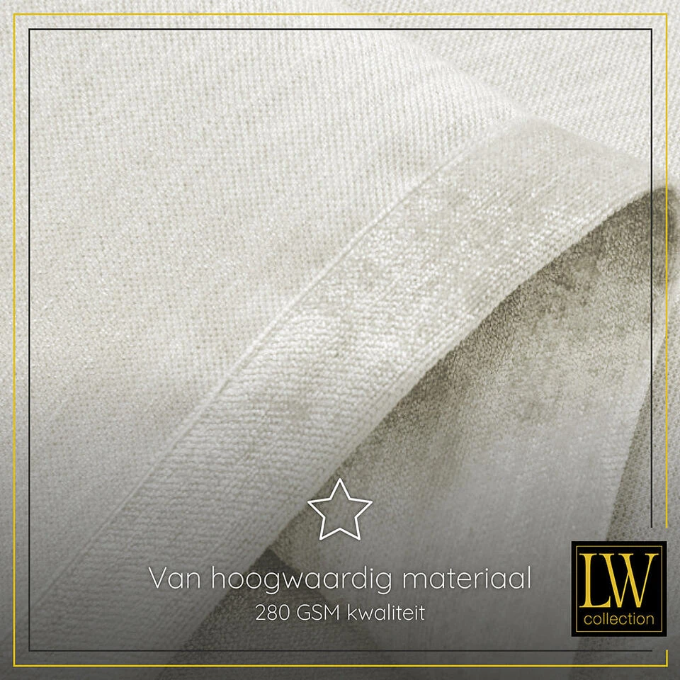 LW Collection Gordijnen Wit 270x140cm Chenille Kant En Klaar 1 Stuk - Afbeelding 3