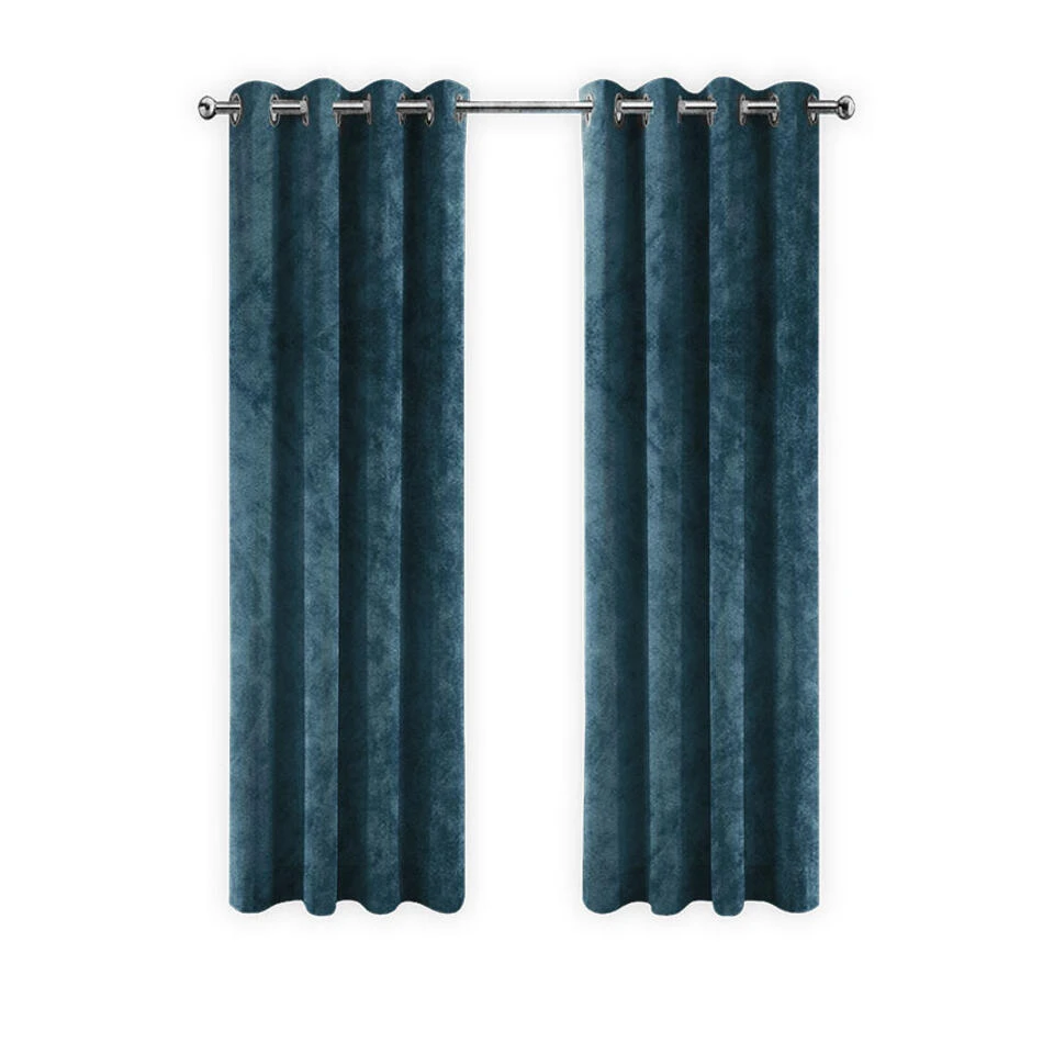 LW Collection Gordijnen Donkerblauw 270x290cm Velvet Kant En Klaar 1 Stuk