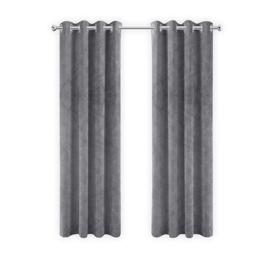 LW Collection Gordijnen Grijs 240x140cm Velvet Kant En Klaar 1 Stuk