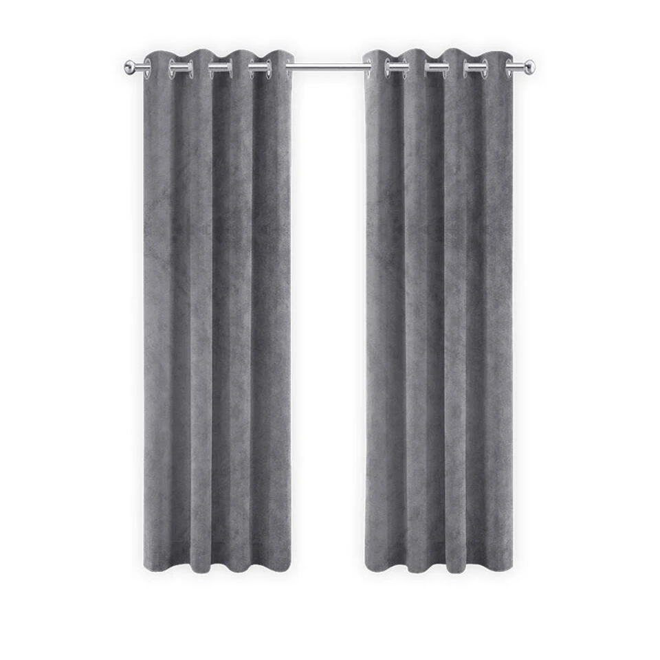 LW Collection Gordijnen Grijs 225x140cm Velvet Kant En Klaar 1 Stuk