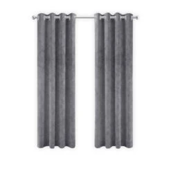 LW Collection Gordijnen Grijs 270x290cm Velvet Kant En Klaar 1 Stuk