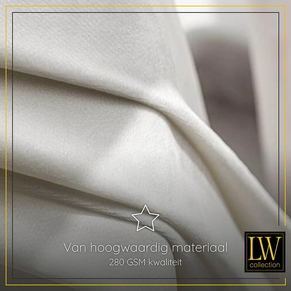 LW Collection Gordijnen Gebroken Wit 245x290cm Velvet Kant En Klaar 1 Stuk - Afbeelding 4