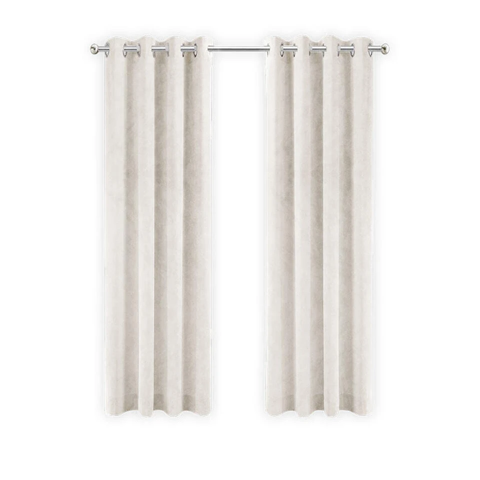 LW Collection Gordijnen Gebroken Wit 245x290cm Velvet Kant En Klaar 1 Stuk
