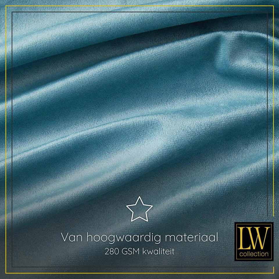 LW Collection Gordijnen Turquoise 270x290cm Velvet Kant En Klaar 1 Stuk - Afbeelding 4
