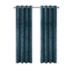 LW Collection Gordijnen Donkerblauw 175x140cm Velvet Kant En Klaar 1 Stuk