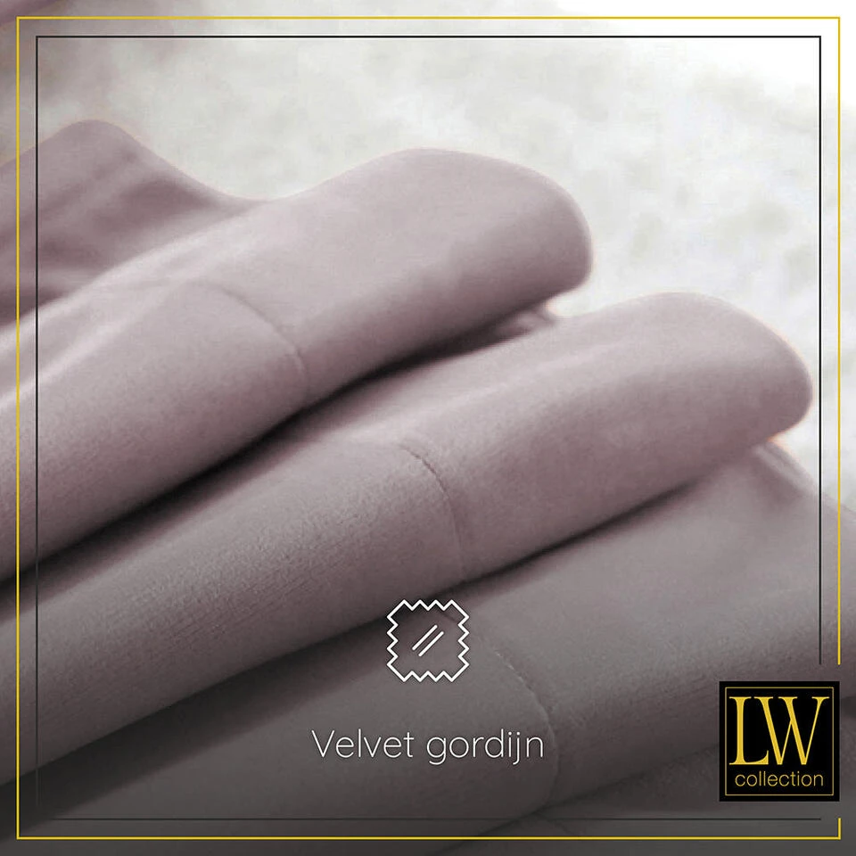 LW Collection Gordijnen Roze 225x140cm Velvet Kant En Klaar 1 Stuk - Afbeelding 2