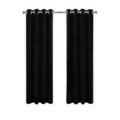 LW Collection Gordijnen Zwart 175x140cm Velvet Kant En Klaar 1 Stuk