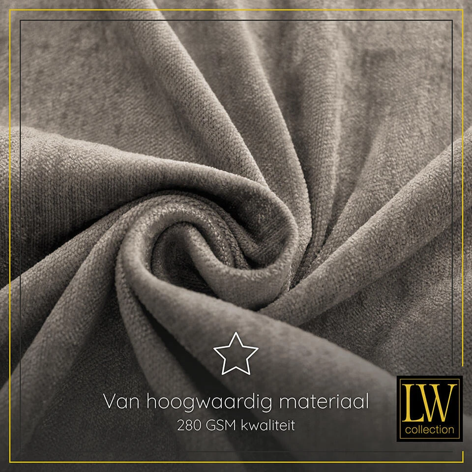 LW Collection Gordijnen Taupe 175x140cm Chenille Kant En Klaar 1 Stuk - Afbeelding 4