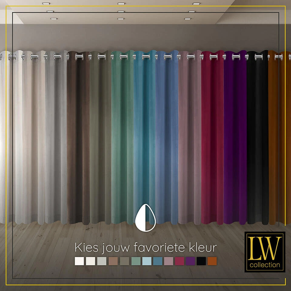 LW Collection Gordijnen Donkerblauw 245x290cm Velvet Kant En Klaar 1 Stuk - Afbeelding 4