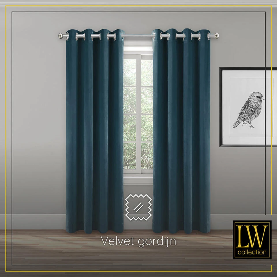 LW Collection Gordijnen Donkerblauw 270X140CM Velvet Kant En Klaar 1 Stuk - Afbeelding 2