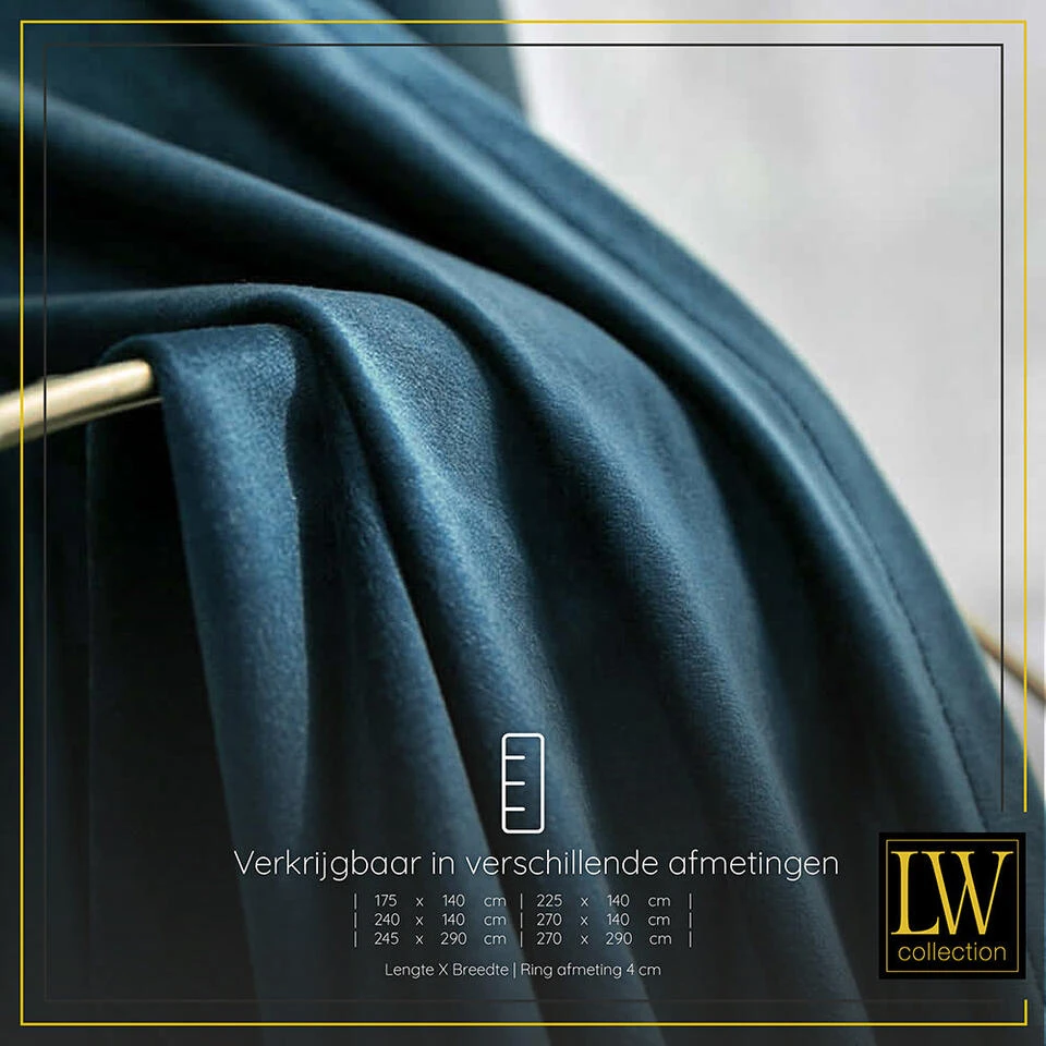 LW Collection Gordijnen Donkerblauw 270X140CM Velvet Kant En Klaar 1 Stuk - Afbeelding 4