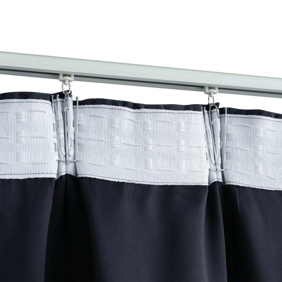 VidaXL Gordijnen Verduisterend Met Haken 2 St 140x225 Cm Antraciet - Afbeelding 3