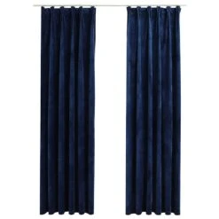 VidaXL Gordijnen Verduisterend 2 St Met Haken 140x225 Cm Fluweel Blauw