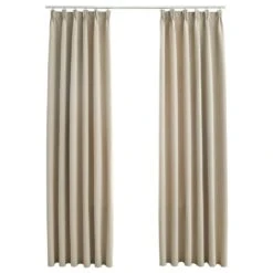 VidaXL Gordijnen Verduisterend Met Haken 2 St 140x175 Cm Beige