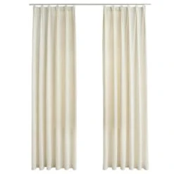 VidaXL Gordijnen Verduisterend 2 St Met Haken 140x245 Cm Fluweel Crème