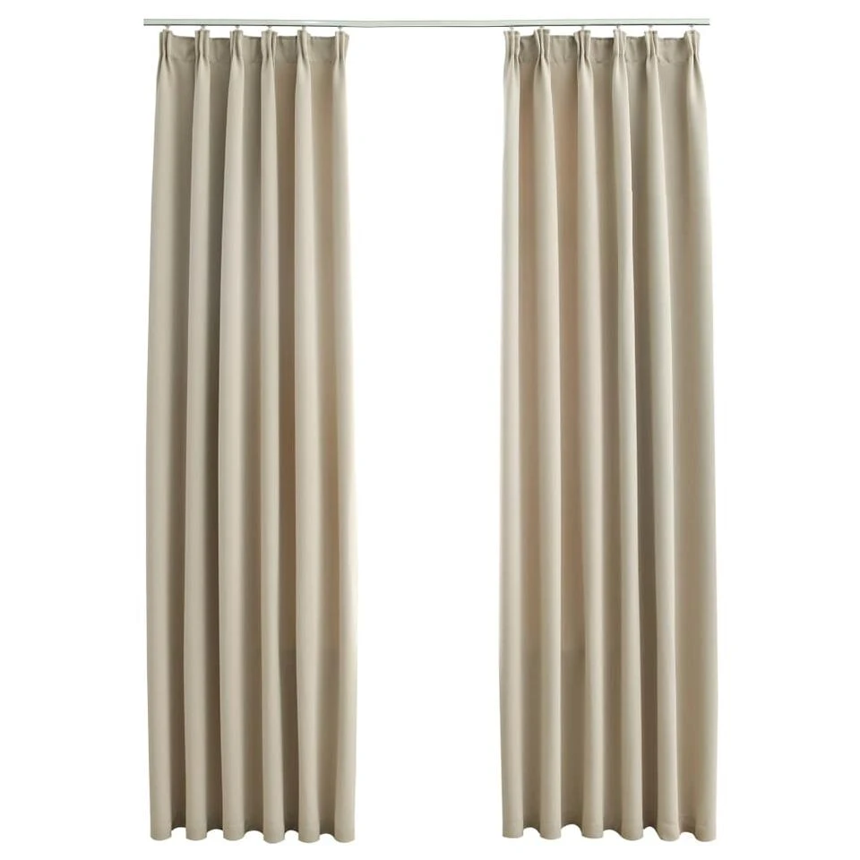 VidaXL Gordijnen Verduisterend Met Haken 2 St 140x245 Cm Beige