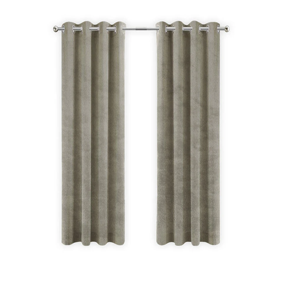 LW Collection Gordijnen Taupe 240x140cm Velvet Kant En Klaar 1 Stuk