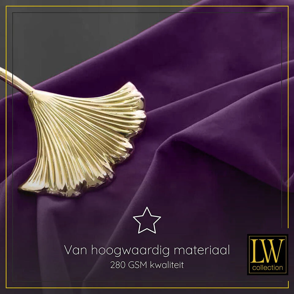LW Collection Gordijnen Paars 270x290cm Velvet Kant En Klaar 1 Stuk - Afbeelding 4