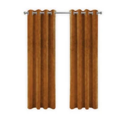 LW Collection Gordijnen Oranje 245x290cm Velvet Kant En Klaar 1 Stuk