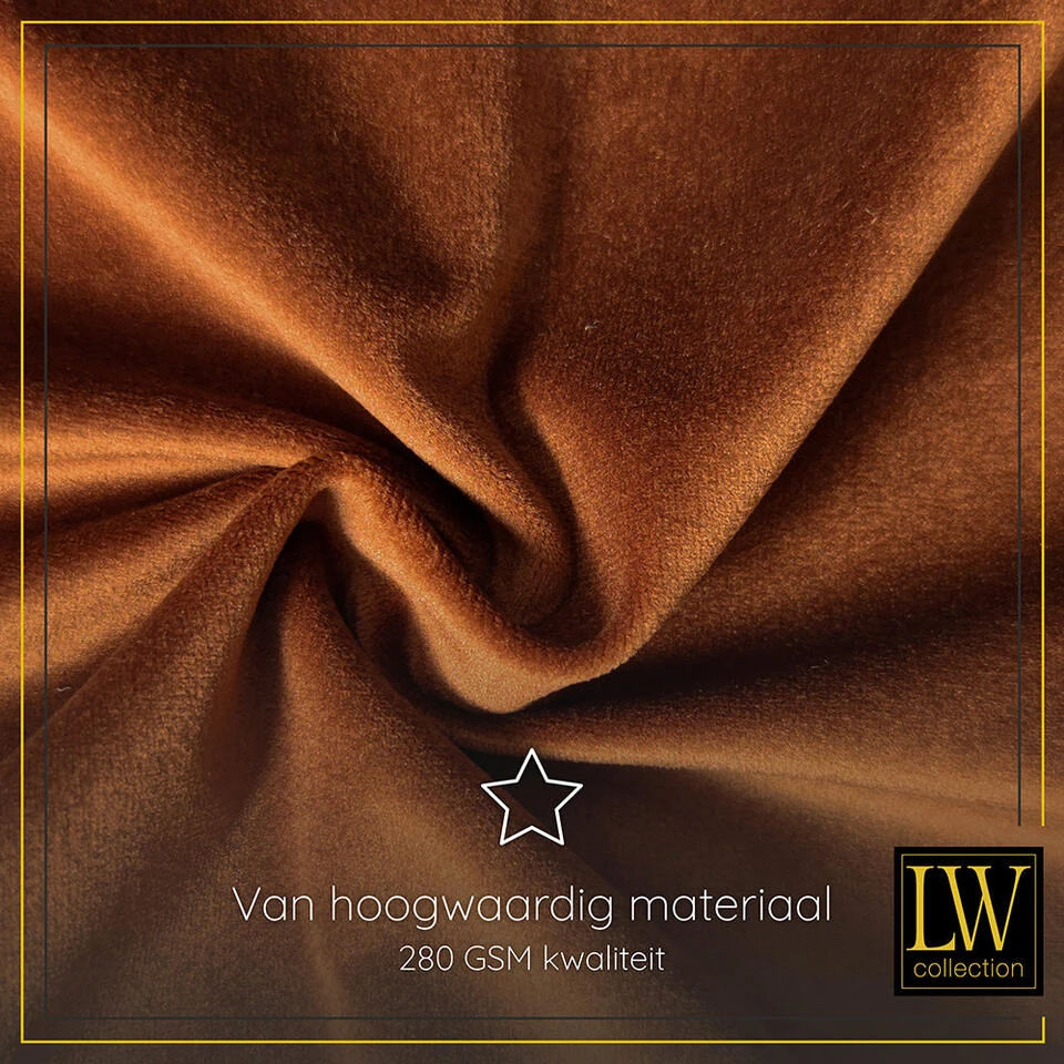 LW Collection Gordijnen Oranje 175x140cm Velvet Kant En Klaar 1 Stuk - Afbeelding 4