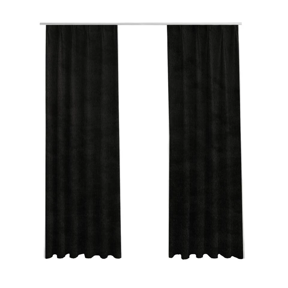 LW Collection Gordijnen Zwart 270x140CM Met Haakjes Velvet 1 Stuk