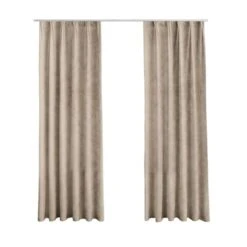 LW Collection Gordijnen Beige 225x140CM Met Haakjes Velvet 1 Stuk