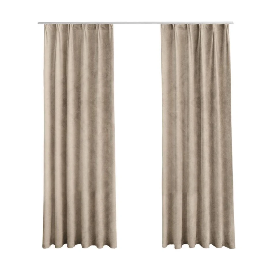LW Collection Gordijnen Beige 270x140CM Met Haakjes Velvet 1 Stuk
