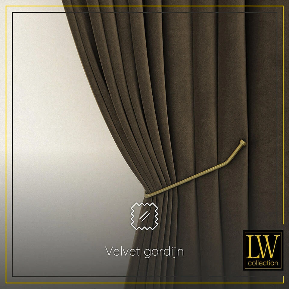 LW Collection Gordijnen Bruin 270x140CM Met Haakjes Velvet 1 Stuk - Afbeelding 2