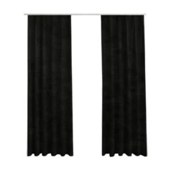 LW Collection Gordijnen Zwart 175x140CM Met Haakjes Velvet 1 Stuk