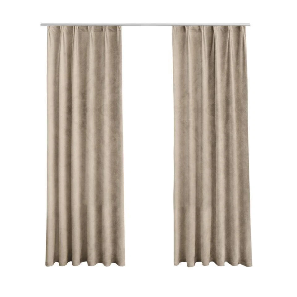 LW Collection Gordijnen Beige 245x290CM Met Haakjes Velvet 1 Stuk