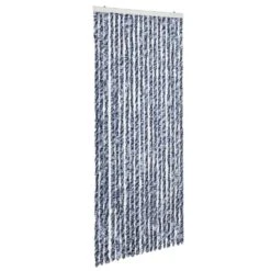 VidaXL Vliegengordijn 56x185 Cm Chenille Blauw, Wit En Zilver