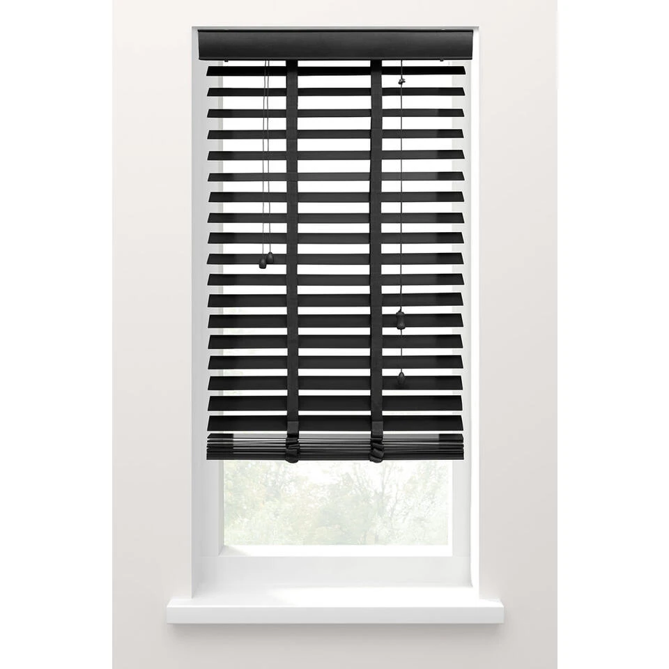 Fenstr Jaloezie Hout 50 Mm Zwart - 80x220 Cm