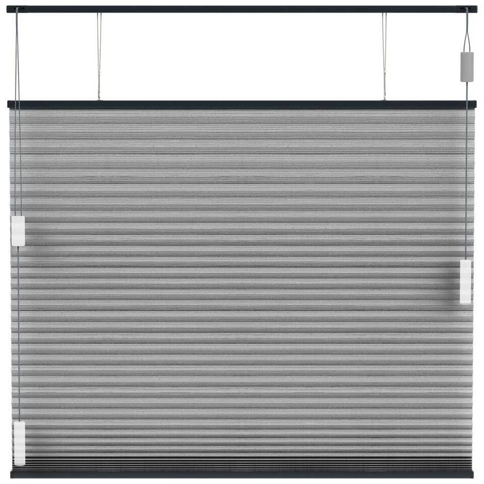 Fenstr Plisségordijn Brisbane Dubbel 25mm Lichtdoorlatend - Antraciet (20712) - Afbeelding 2