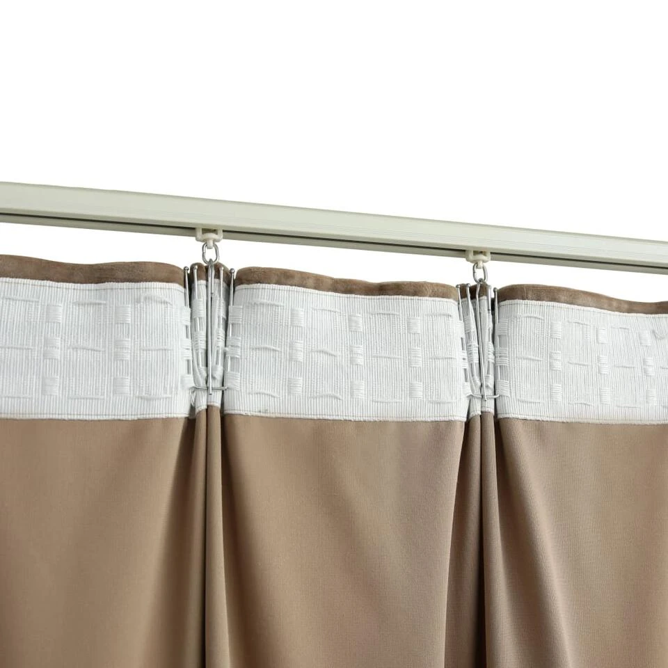 VidaXL Gordijn Verduisterend Met Haken 290x245 Cm Fluweel Beige - Afbeelding 4