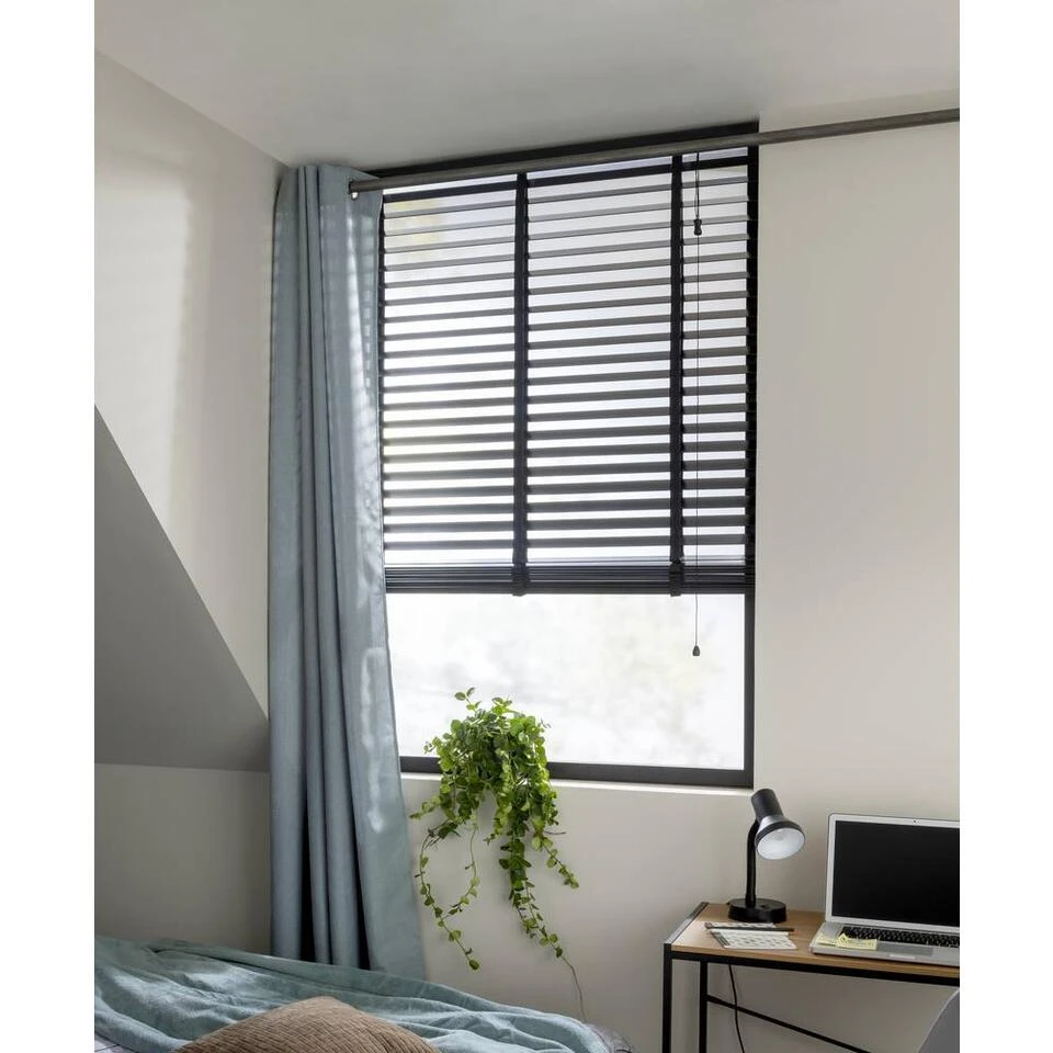 Fenstr Jaloezie Hout 50 Mm Zwart - 120x180 Cm - Afbeelding 4